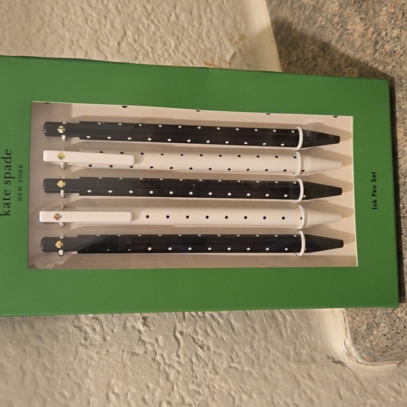 kate spade Other - Kate Spade Green Boxed Black and White Pen Set of 5 New